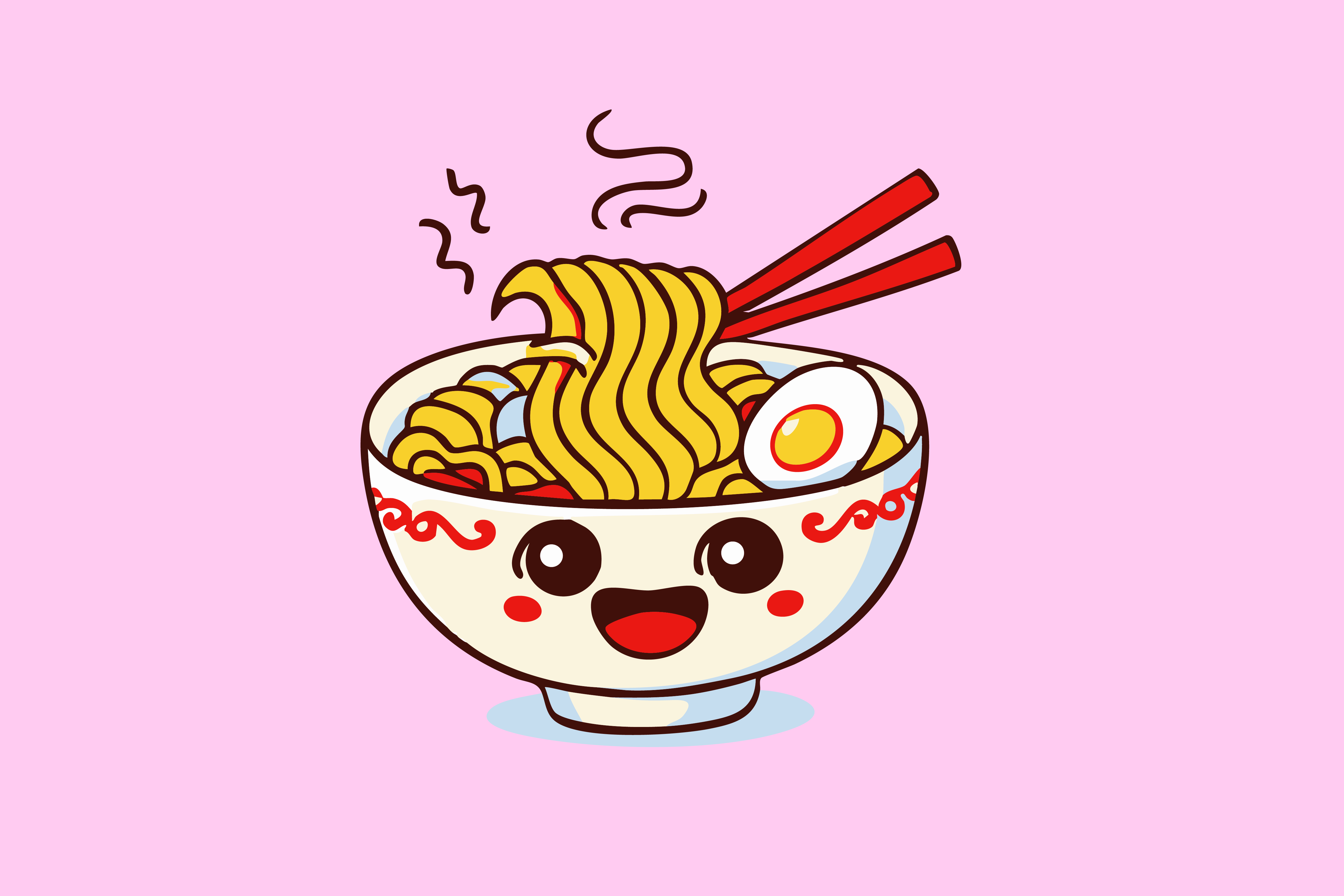 Personaje de ramen MENMEN feliz y listo para comer